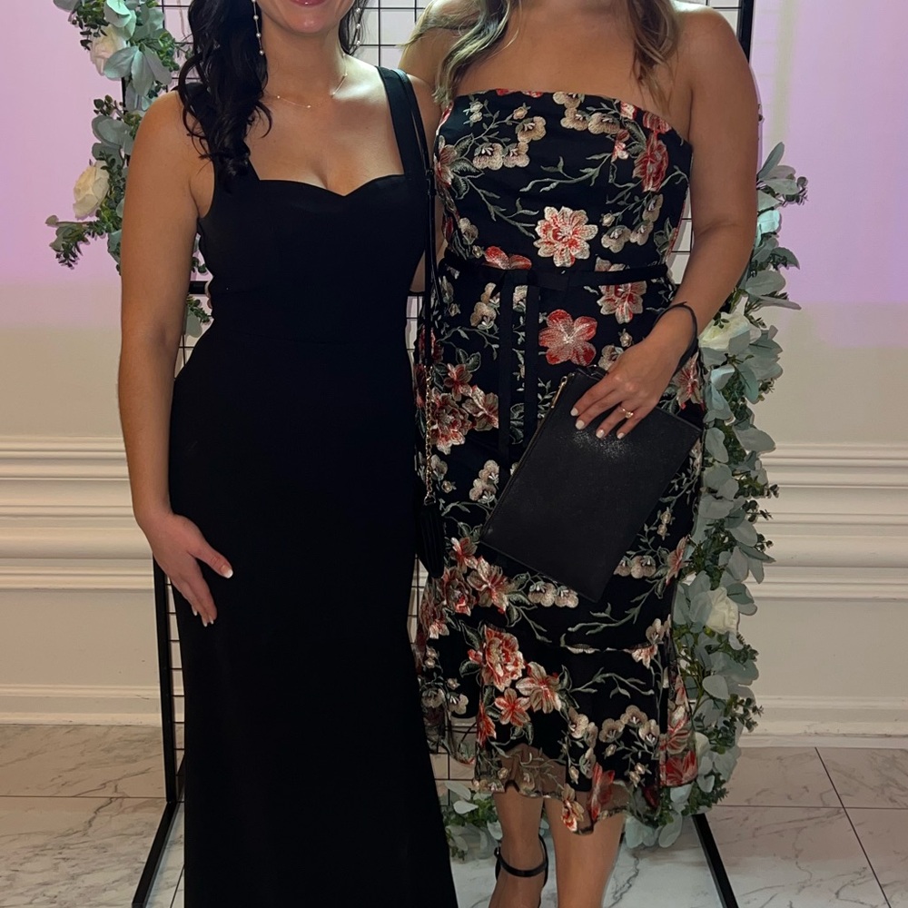 Sam Edelman Black and Pink Strapless Dress